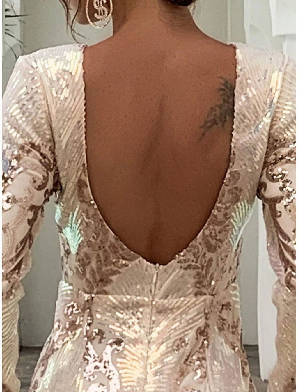 Mermaid Sequin Long Sleeve Pleated Evening Gown - Chloe Dress