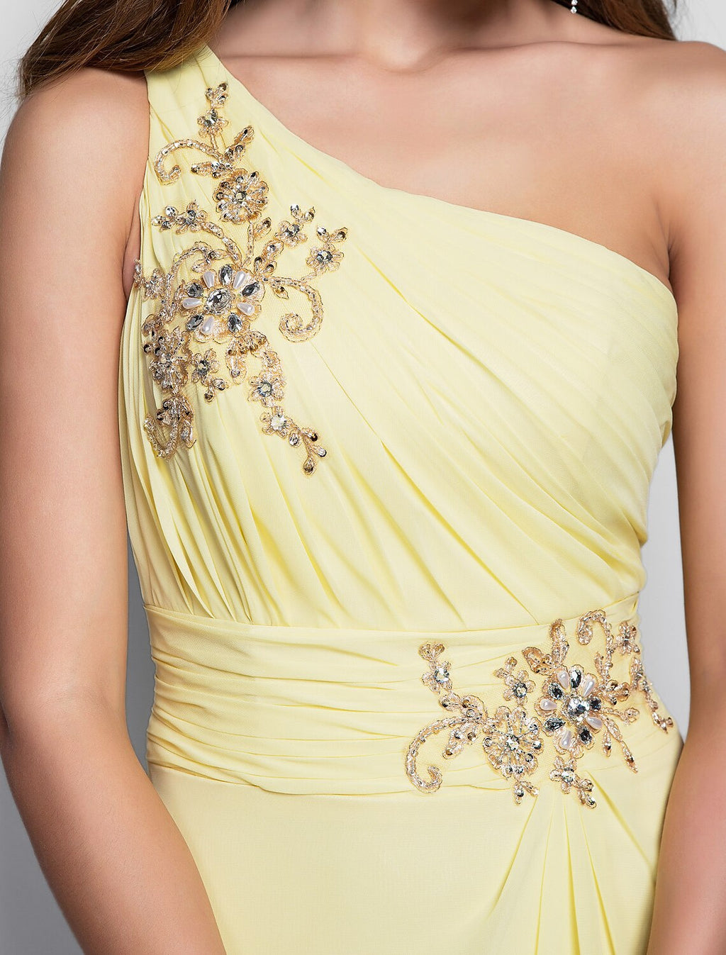 Sheath One-Shoulder Chiffon Sleeveless High Slit Wedding Dress - Chloe Dress