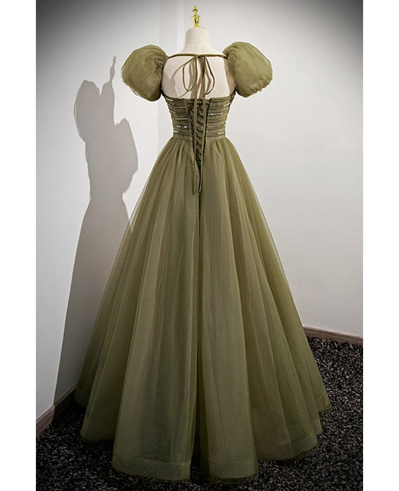 Green A-Line Square Neck Sequin Short Sleeve Backless Mini Evening Dress - Chloe Dress