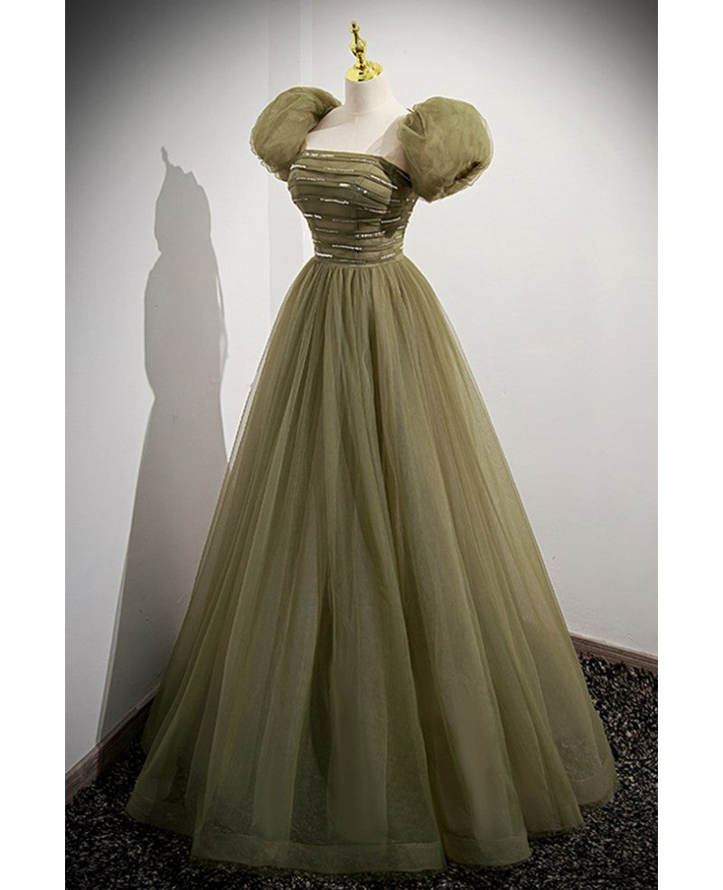 Green A-Line Square Neck Sequin Short Sleeve Backless Mini Evening Dress - Chloe Dress