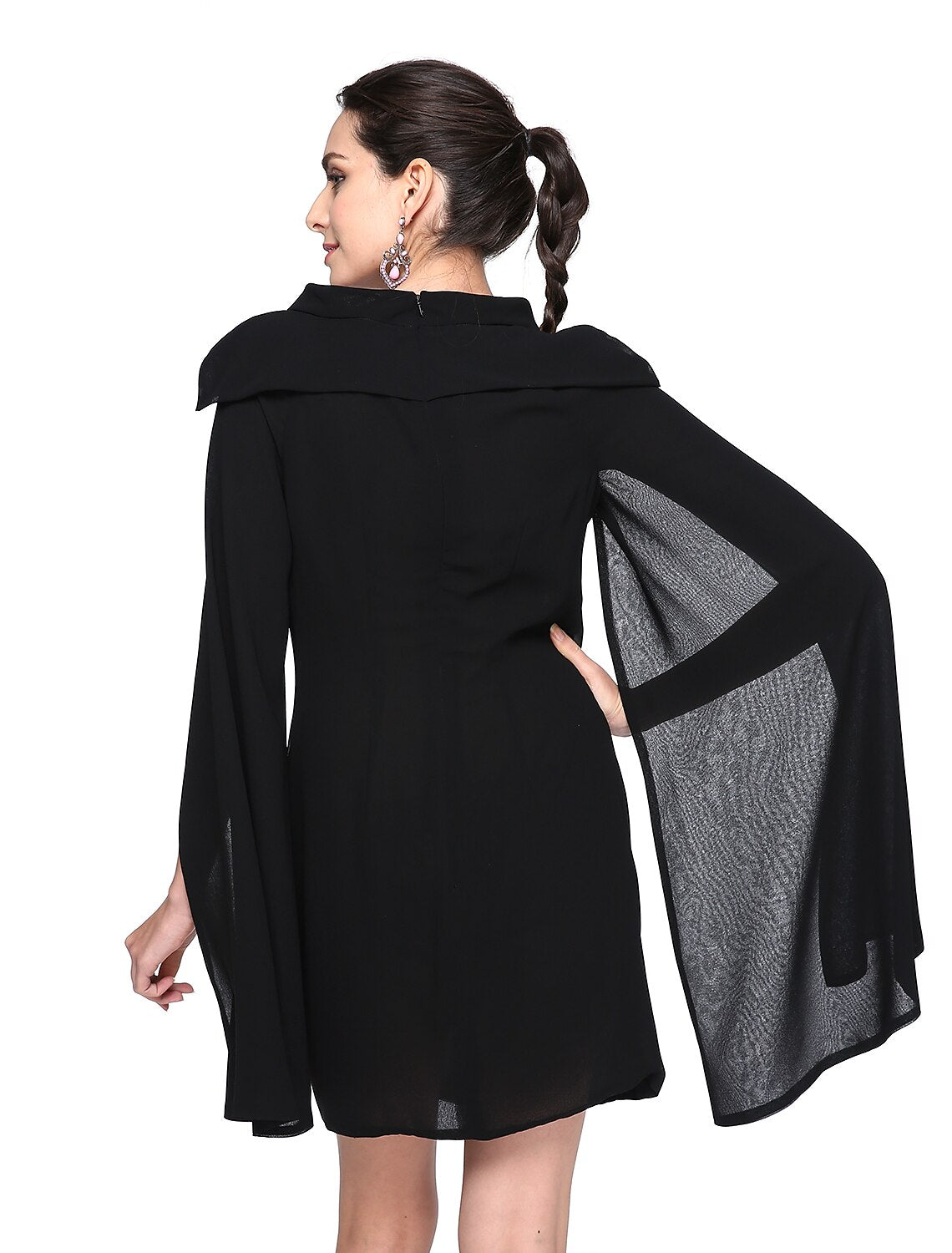 Black A-Line Chiffon Sleeveless Pleated Mini Wedding Dress - Chloe Dress