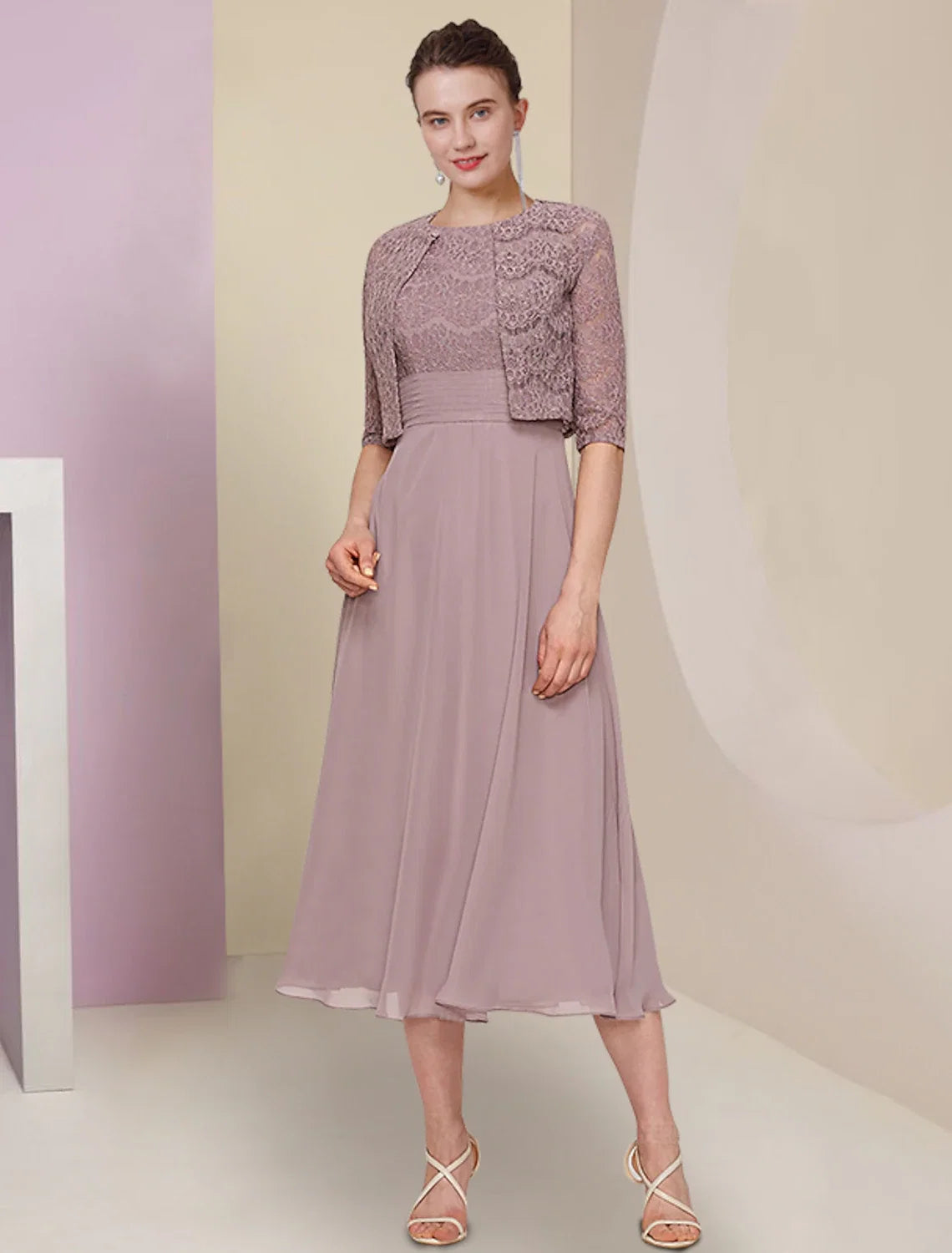 Chiffon Tea-Length Wedding Dress - Chloe Dress
