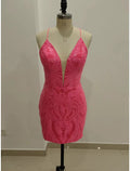 Mermaid V-Neck Sequin Sleeveless Backless Mini Cocktail Dress - Chloe Dress