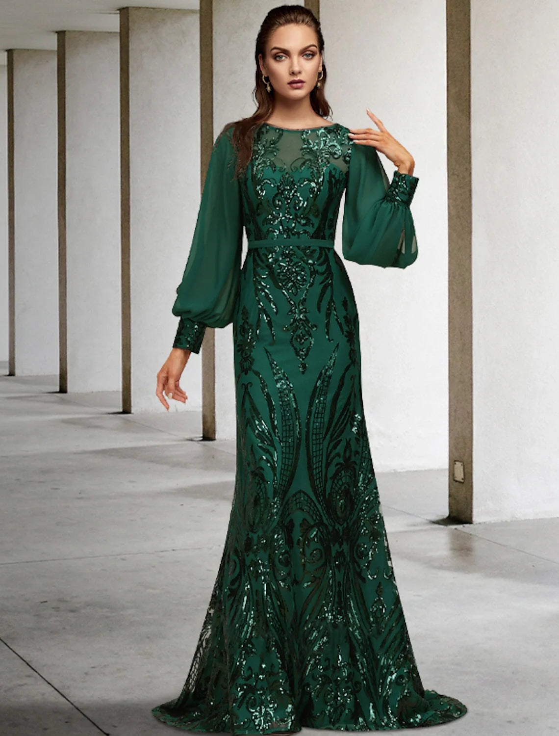 Mermaid Chiffon Long Sleeve Train Wedding Dress - Chloe Dress