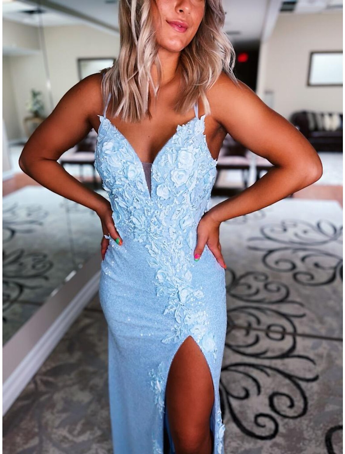 Mermaid V-Neck Sequin Sleeveless Backless Train Prom Dress - Chloe Dress