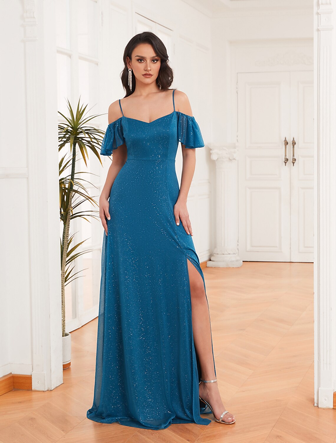 A-Line Off-Shoulder Chiffon Ruffled Evening Dress - Chloe Dress