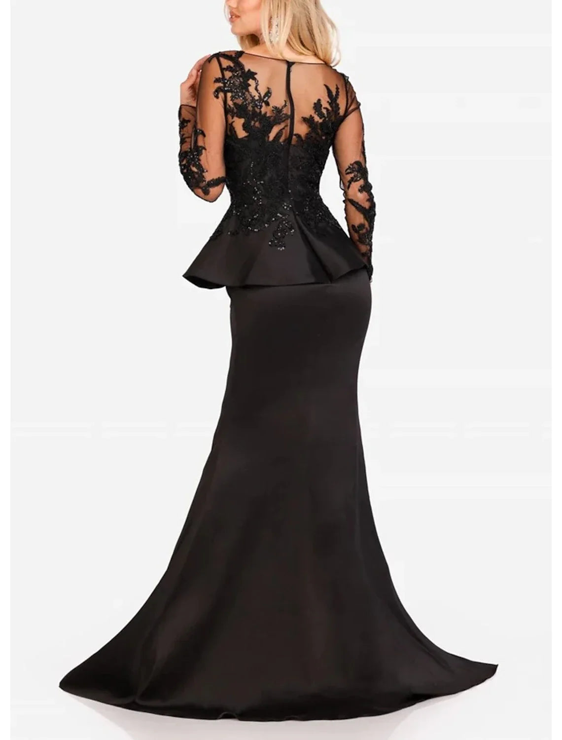 Mermaid Satin Long Sleeve High Slit Floor-Length Evening Gown - Chloe Dress