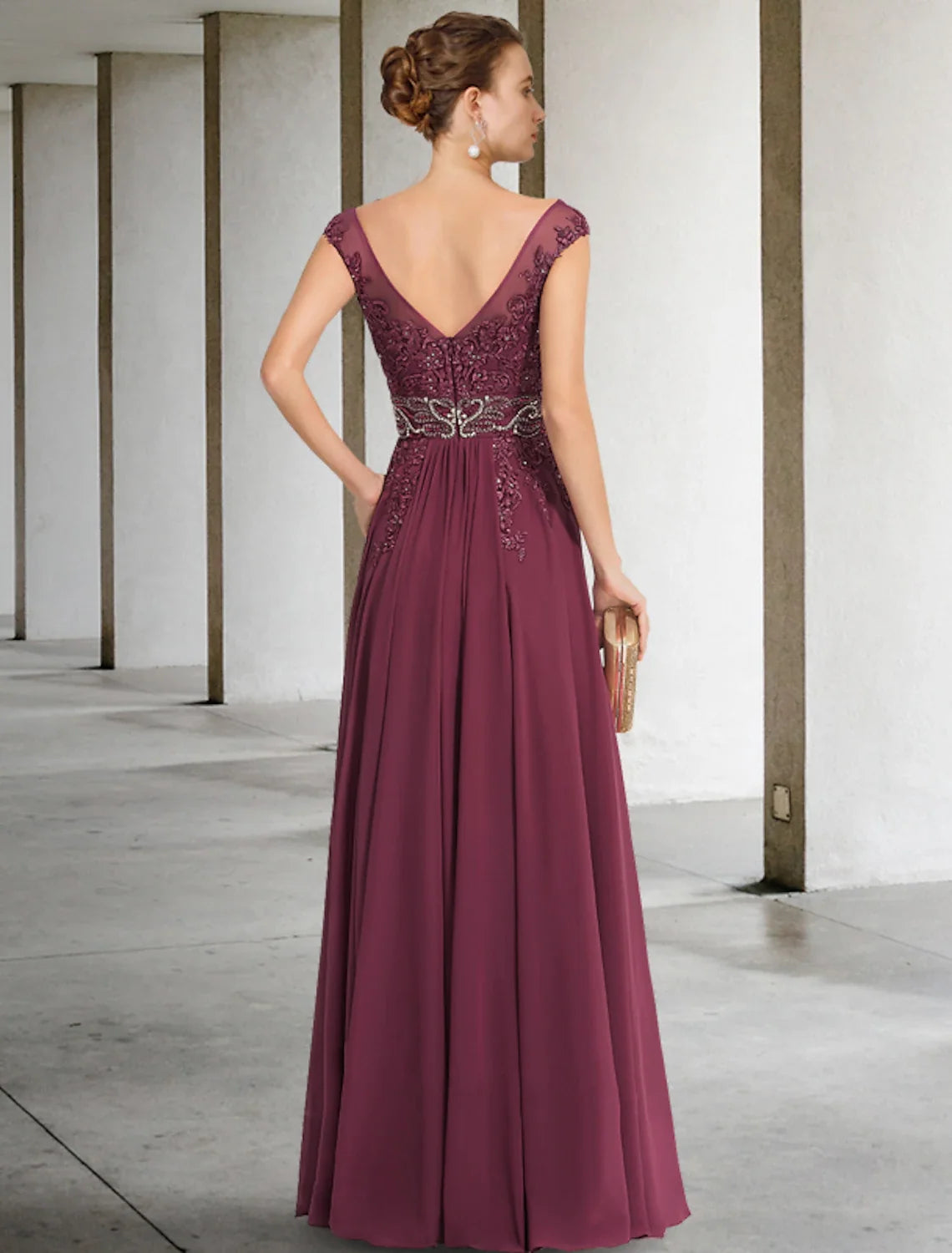 A-Line V-Neck Chiffon Sleeveless Floor-Length Dress - Chloe Dress
