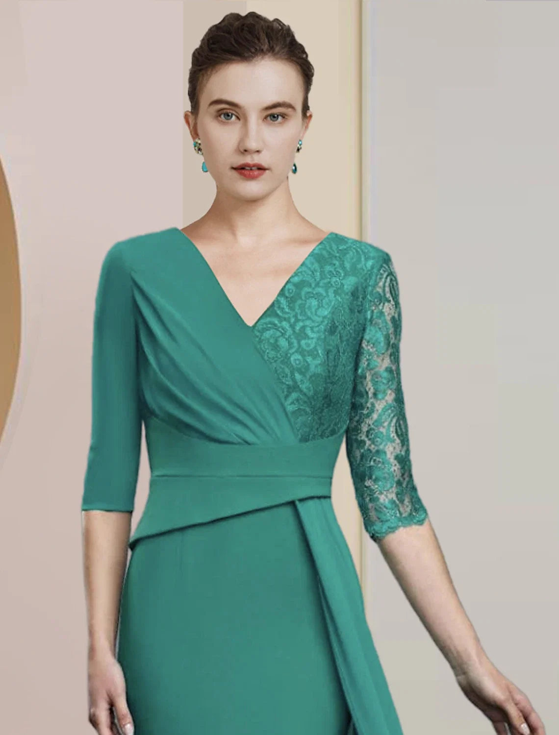 Sheath V-Neck Chiffon Floor-Length Wedding Dress - Chloe Dress