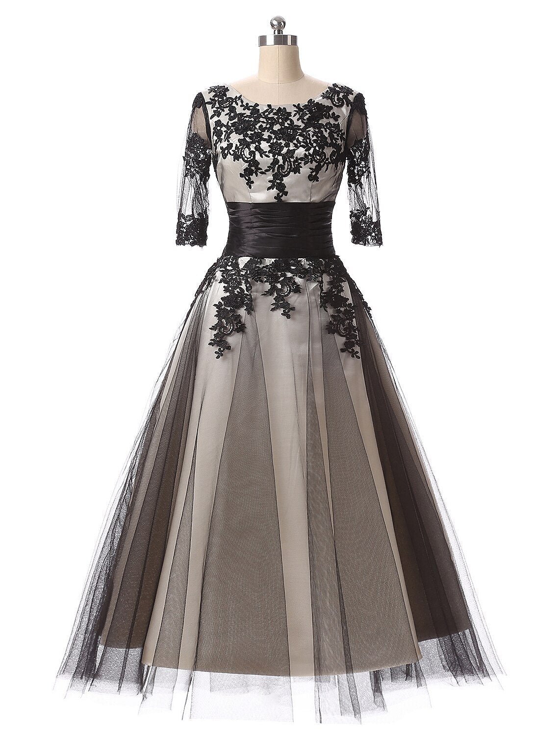 Ball Gown Lace Applique Ankle-Length Evening Gown - Chloe Dress