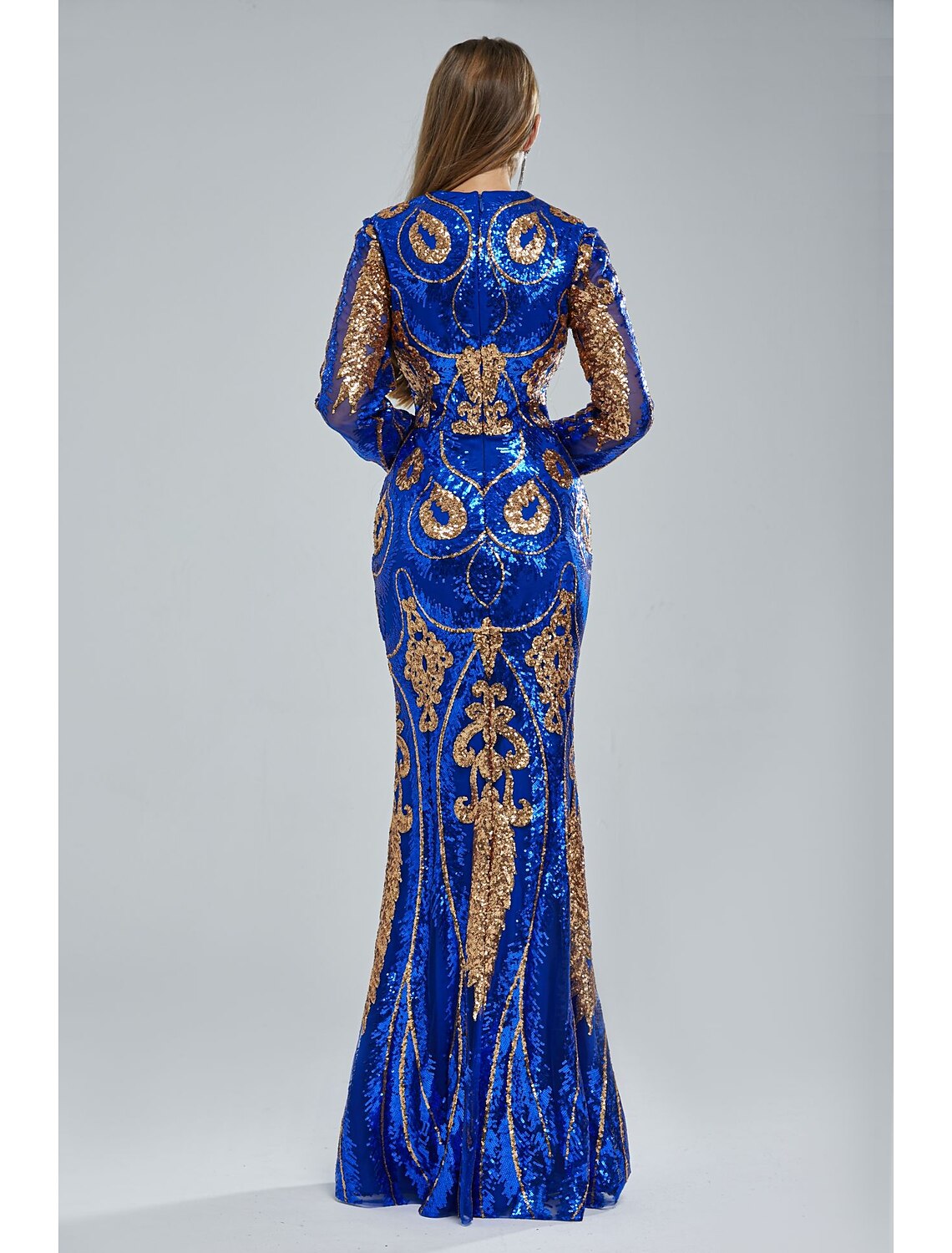 Mermaid Sequin Short Sleeve Train Mini Evening Gown - Chloe Dress