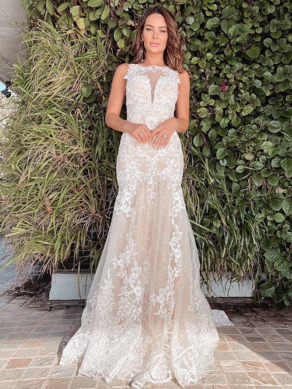 Mermaid Tulle Sleeveless Train Wedding Dress - Chloe Dress