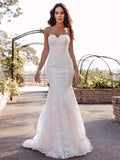 Mermaid Sweetheart Lace Sleeveless Train Wedding Dress - Chloe Dress