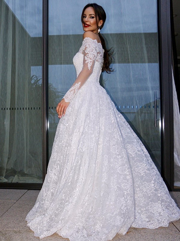 Ball Gown Lace Long Sleeve Floor-Length Wedding Gown - Chloe Dress