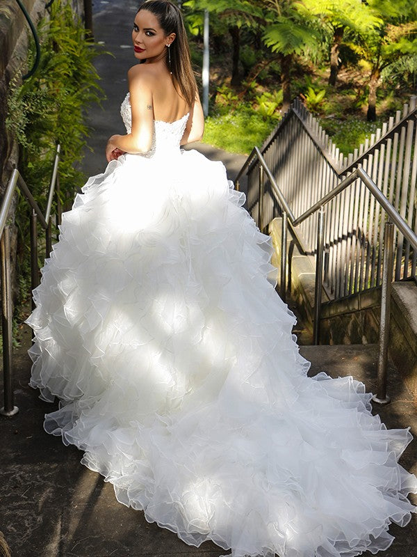 Ball Gown Sweetheart Sequin Sleeveless Train Wedding Gown - Chloe Dress