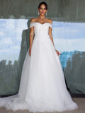 A-Line Tulle Sleeveless Train Wedding Dress - Chloe Dress