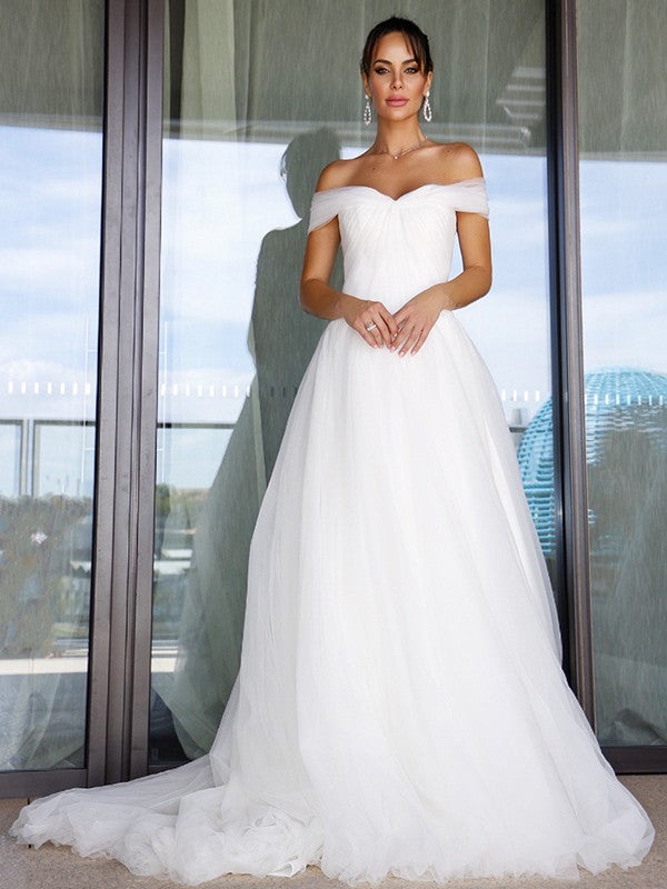 A-Line Tulle Sleeveless Train Wedding Dress - Chloe Dress