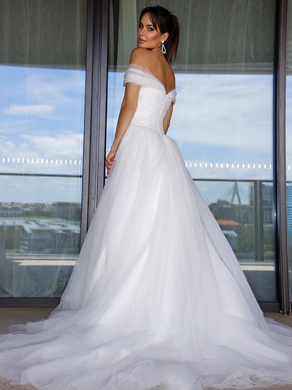 A-Line Tulle Sleeveless Train Wedding Dress - Chloe Dress