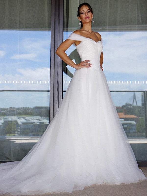 A-Line Tulle Sleeveless Train Wedding Dress - Chloe Dress