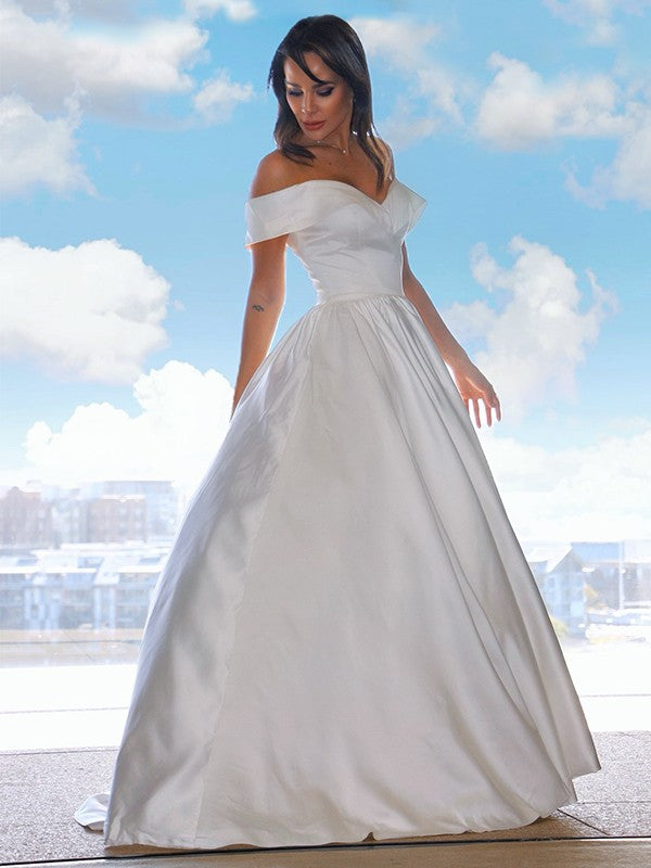 Ball Gown Satin Sleeveless Ruffled Wedding Gown - Chloe Dress