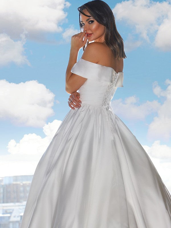 Ball Gown Satin Sleeveless Ruffled Wedding Gown - Chloe Dress
