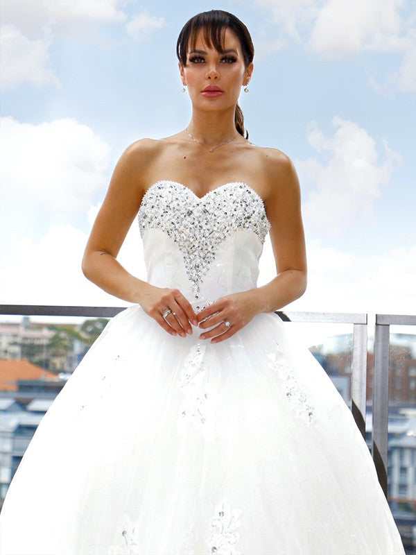 Ball Gown Sweetheart Tulle Sleeveless Train Wedding Gown - Chloe Dress