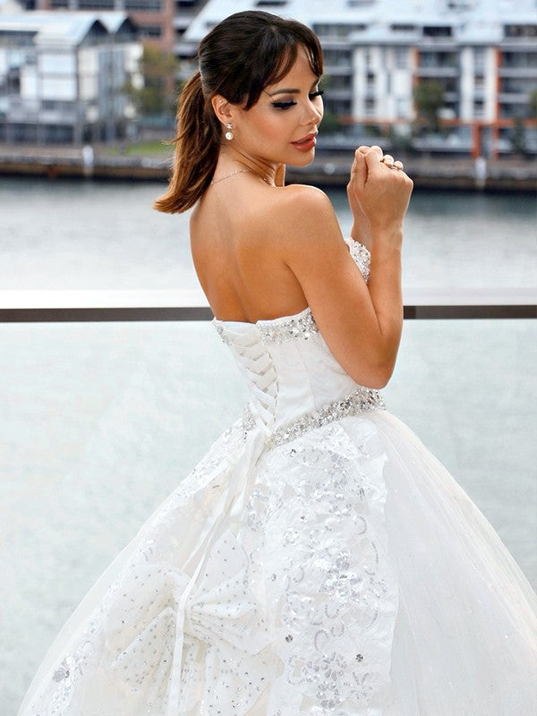 Ball Gown Sweetheart Tulle Sleeveless Train Wedding Gown - Chloe Dress