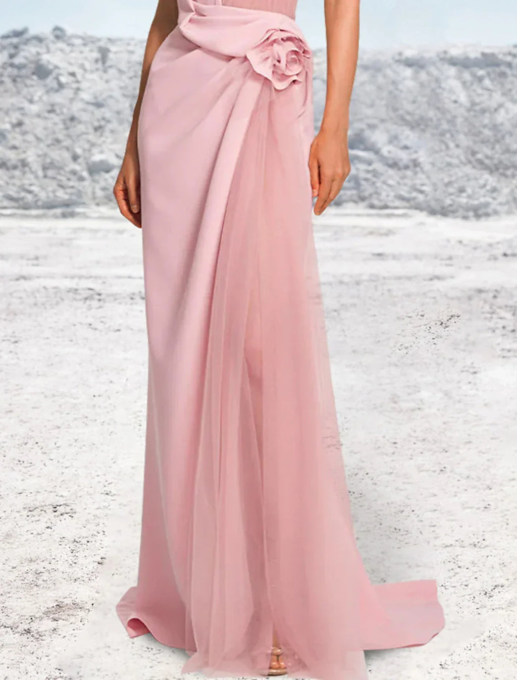 Mermaid Halter Satin Sleeveless Train Evening Gown - Chloe Dress