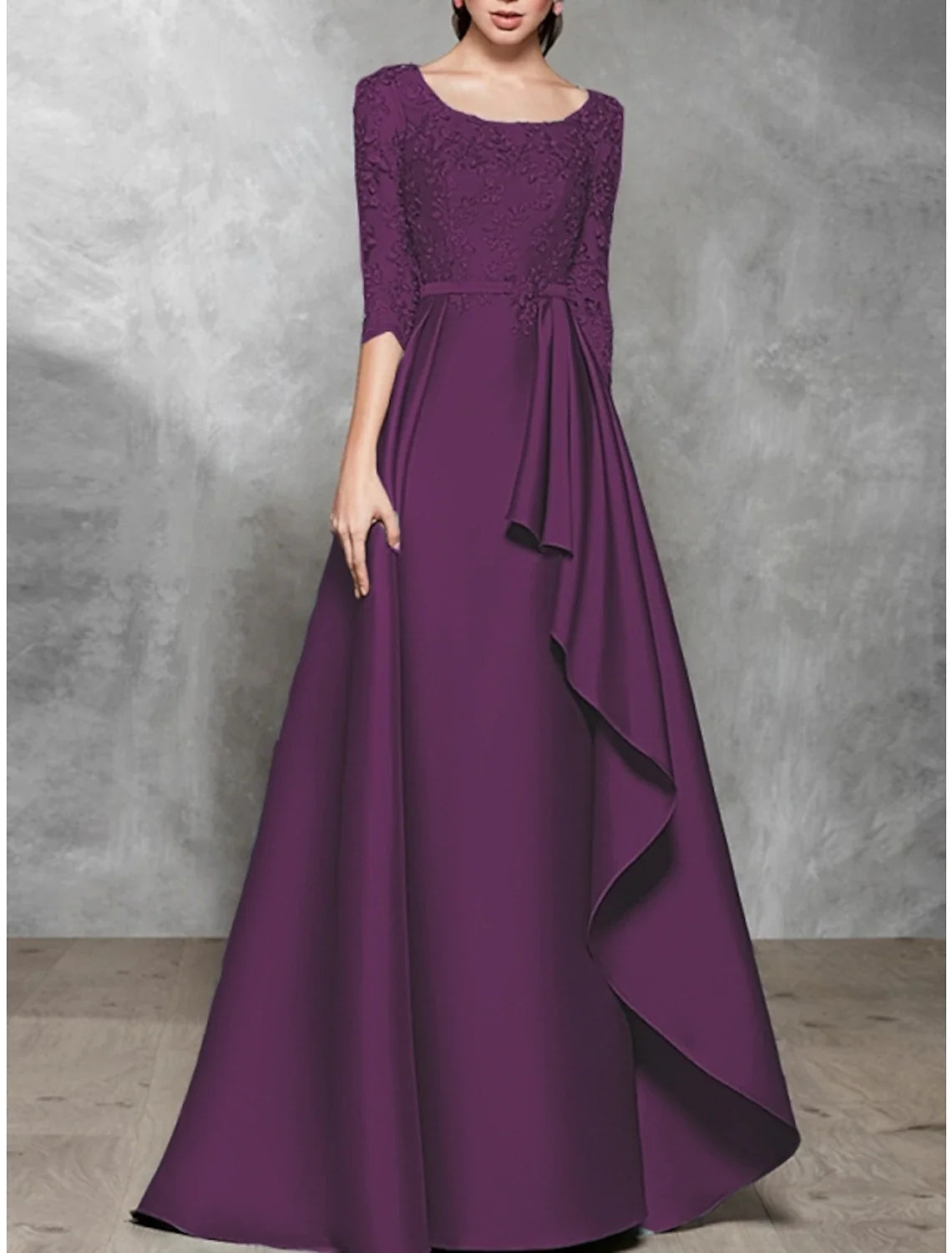 Black A-Line Satin Pleated Floor-Length Evening Gown - Chloe Dress