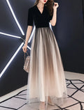 A-Line V-Neck Tulle Floor-Length Evening Gown - Chloe Dress