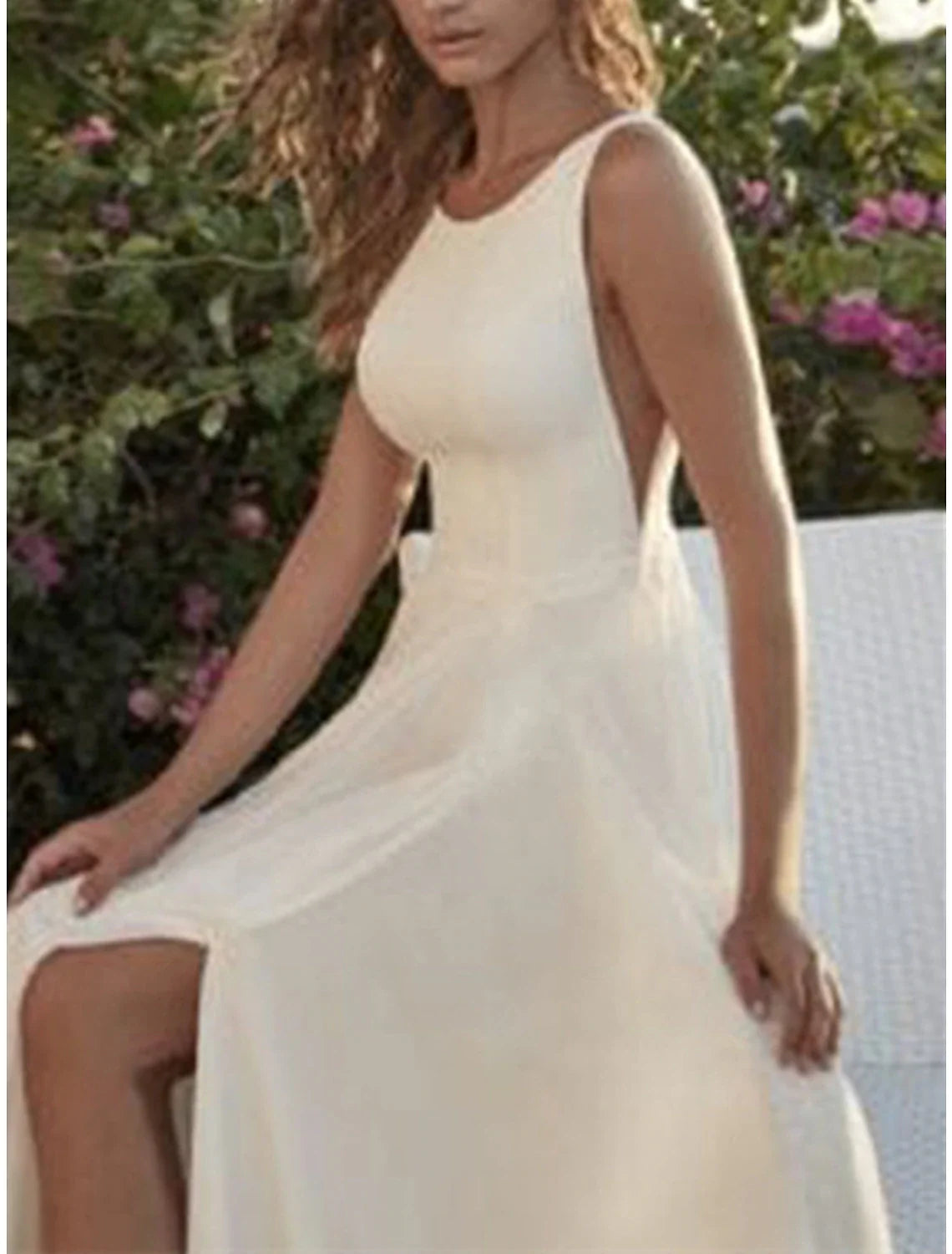 A-Line Chiffon Sleeveless Floor-Length Wedding Gown - Chloe Dress