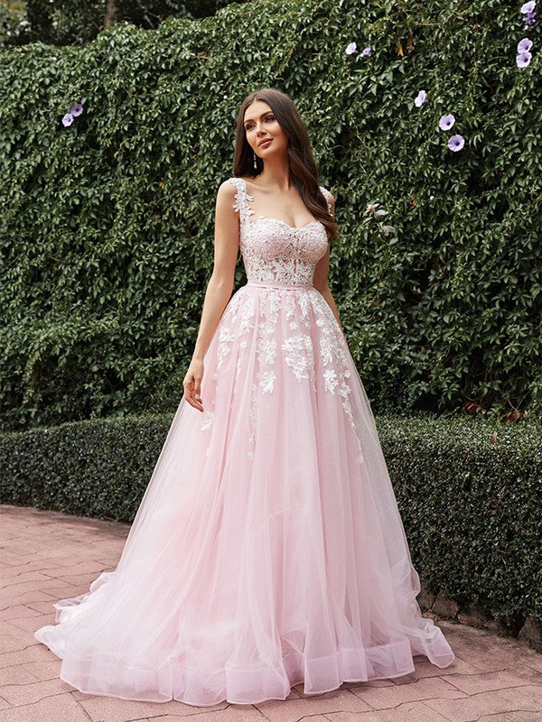 A-Line Tulle Sleeveless Train Wedding Dress - Chloe Dress