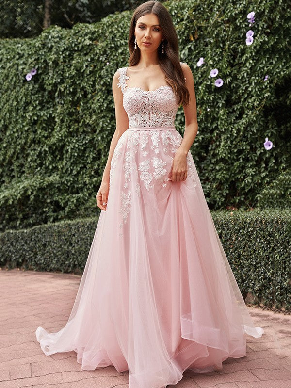 A-Line Tulle Sleeveless Train Wedding Dress - Chloe Dress