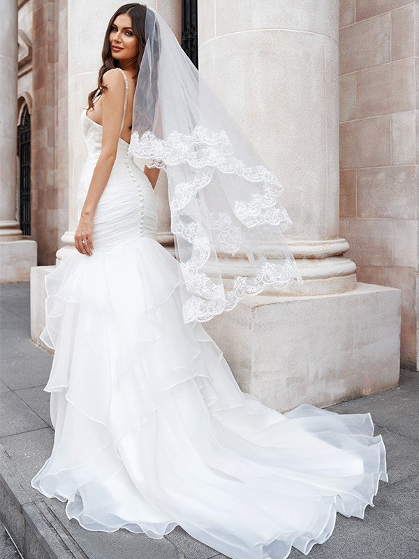 Mermaid Spaghetti Strap Organza Sleeveless Train Wedding Dress - Chloe Dress