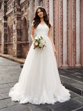 A-Line Tulle Sleeveless Train Wedding Dress - Chloe Dress