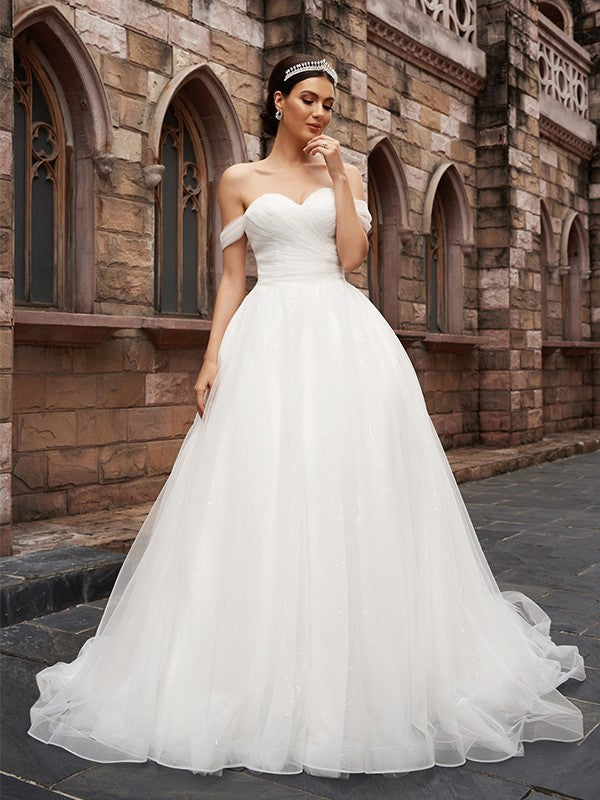 A-Line Tulle Sleeveless Train Wedding Dress - Chloe Dress