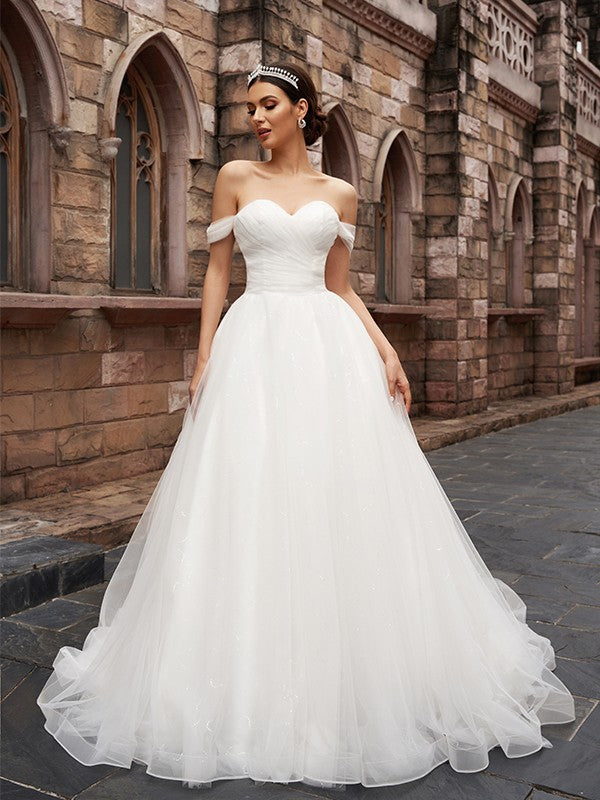 A-Line Tulle Sleeveless Train Wedding Dress - Chloe Dress