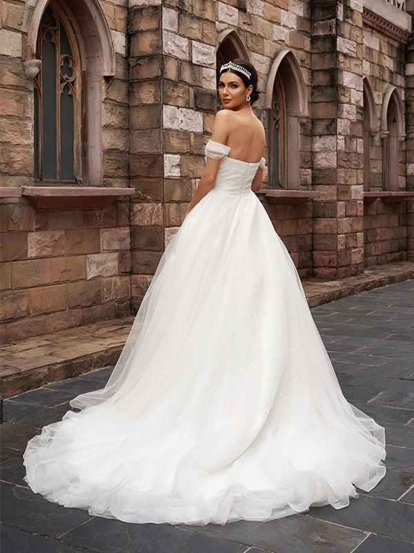 A-Line Tulle Sleeveless Train Wedding Dress - Chloe Dress