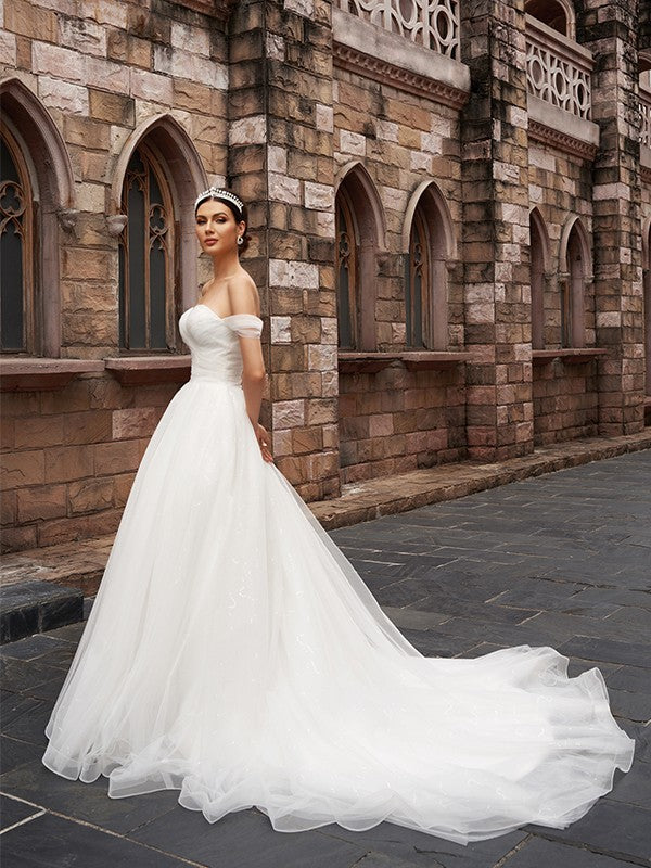 A-Line Tulle Sleeveless Train Wedding Dress - Chloe Dress
