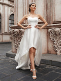 A-Line Sweetheart Satin Sleeveless Ruffled Wedding Dress - Chloe Dress