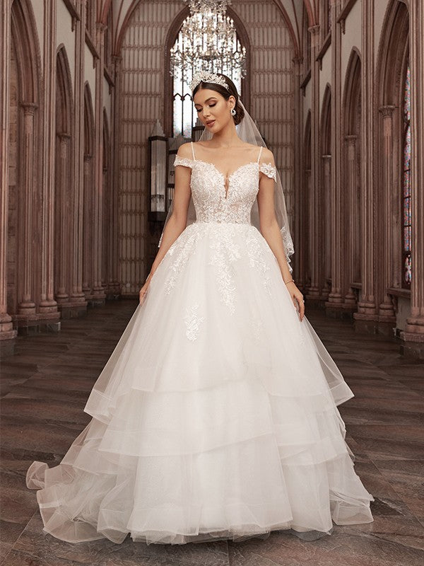 A-Line Sweetheart Tulle Sleeveless Train Wedding Dress - Chloe Dress