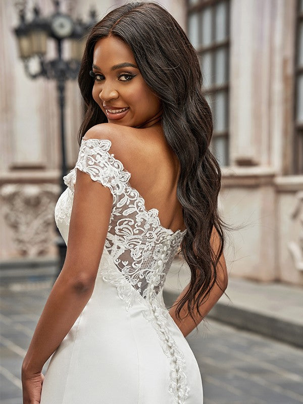 A-Line Satin Sleeveless Train Wedding Dress - Chloe Dress