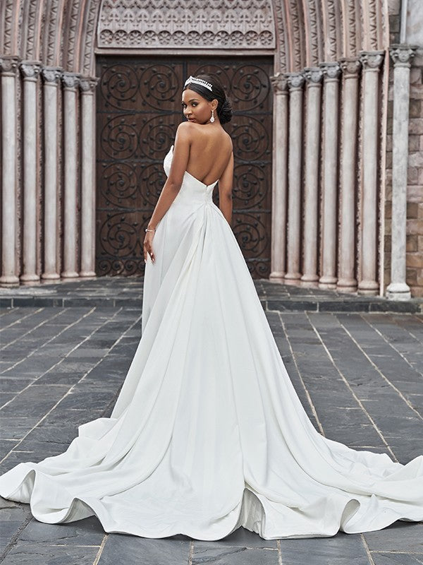 A-Line Sweetheart Crepe Sleeveless Ruffled Wedding Dress - Chloe Dress