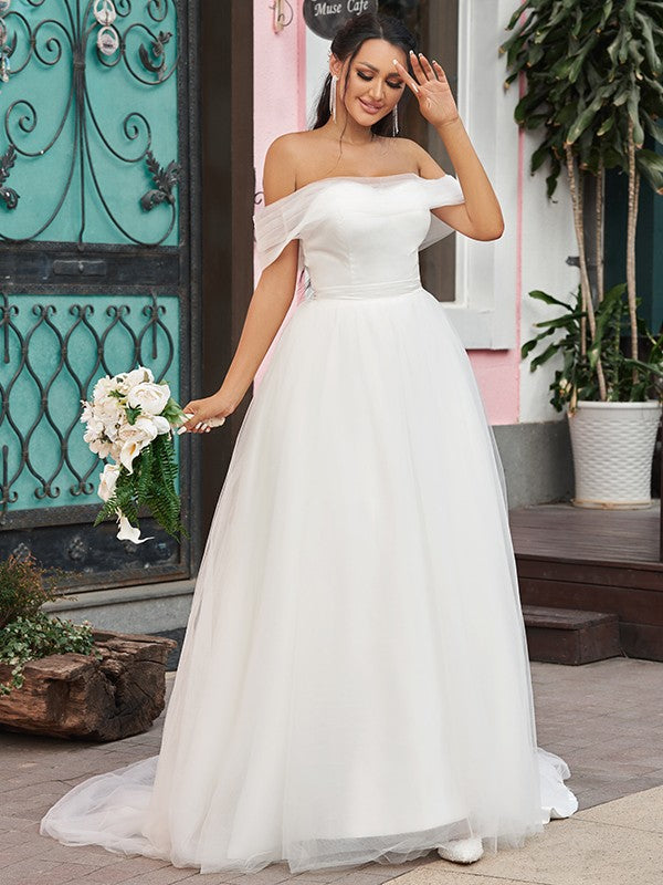 A-Line Tulle Sleeveless Ruffled Wedding Dress - Chloe Dress