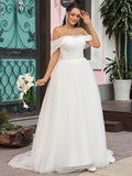 A-Line Tulle Sleeveless Ruffled Wedding Dress - Chloe Dress