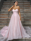 A-Line Sweetheart Satin Sleeveless Ruffled Wedding Dress - Chloe Dress
