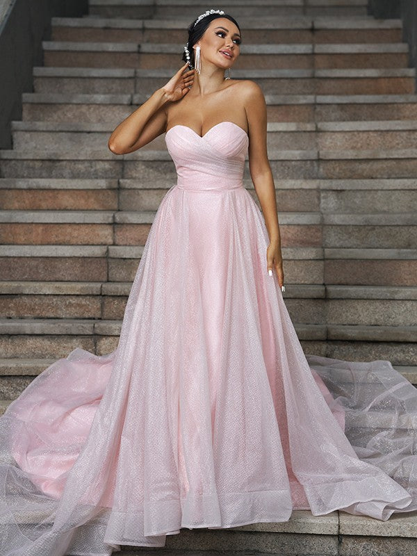 A-Line Sweetheart Satin Sleeveless Ruffled Wedding Dress - Chloe Dress