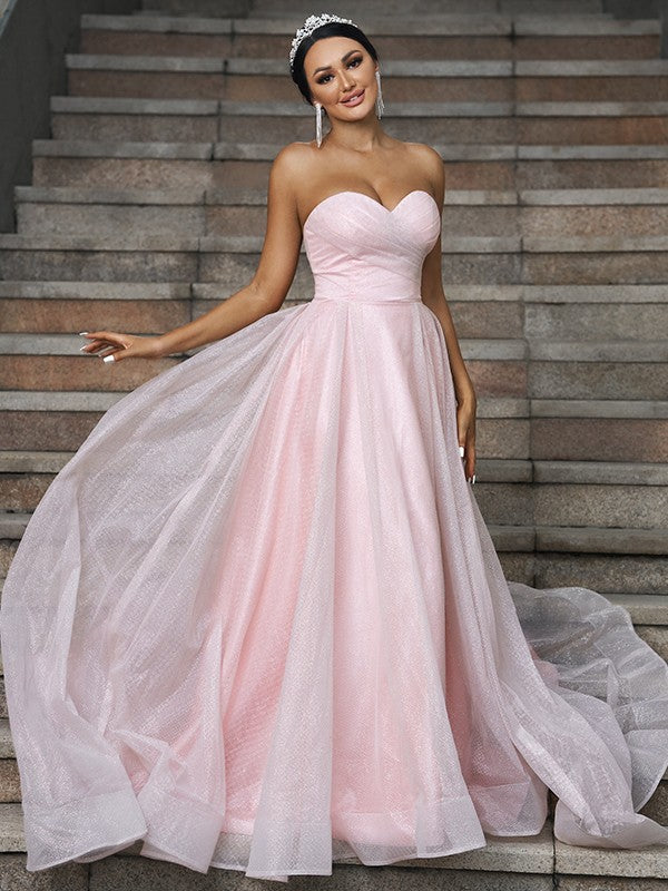 A-Line Sweetheart Satin Sleeveless Ruffled Wedding Dress - Chloe Dress