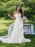 A-Line Chiffon Sleeveless Ruffled Wedding Dress - Chloe Dress