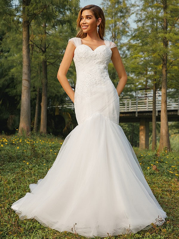 Mermaid Sweetheart Tulle Sleeveless Train Wedding Dress - Chloe Dress